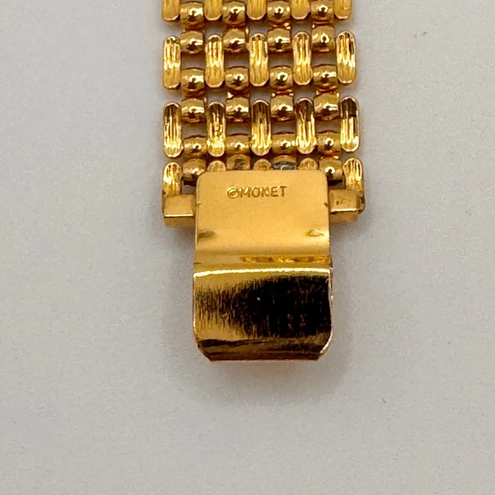 Vintage Monet Panther Link Gold Tone Bracelet - Picture 3 of 9